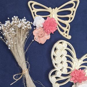 Vintage Wall Butterflies with Wooden Flowers